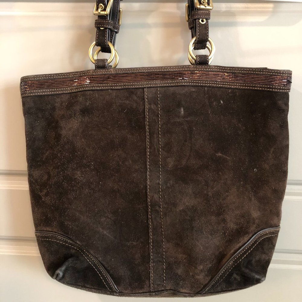 Brown Suede Coach Purse